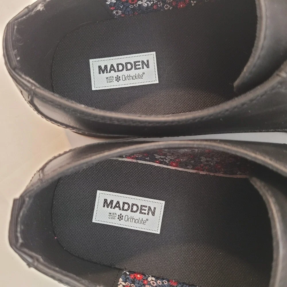 Madden Derby Shoes Men Black Lace Up‎ Plain Toe Ortholite 11W Wide Width